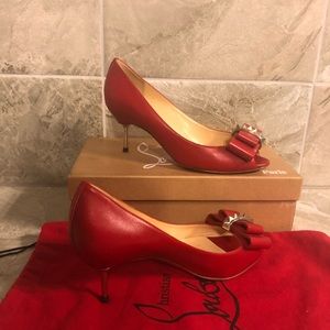 Christian Louboutin Couche Red Kitten Heel 38